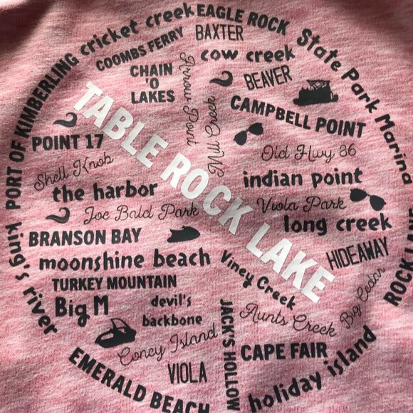 Upcycled Table Rock Lake Hoodie, Size M: Zippered Sweatshirt, Landmarks Marinas - Picture 9 of 14